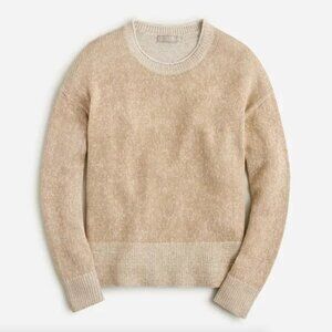 J. Crew Crewneck Sweater Large Neutral Old Money Quiet Luxury Cotton Linen Beach